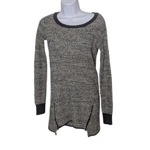 Ruby Moon Sweater Womens XS Knit Gray Zipper Detail Anthropologie Marled